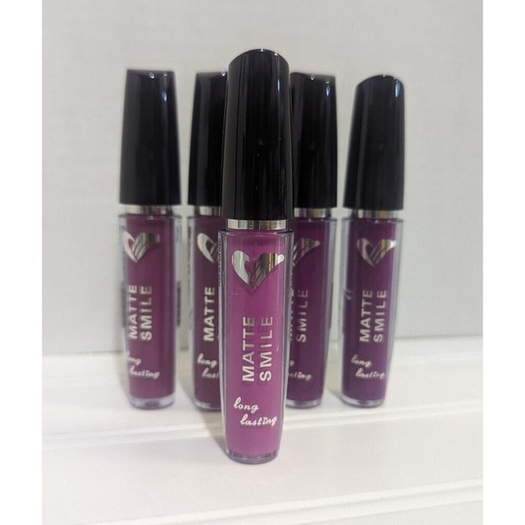 Amuse Matte Smile Long Lasting Lip Gloss Purple Mauve Lot of 5 New Duplicates - Picture 1 of 3